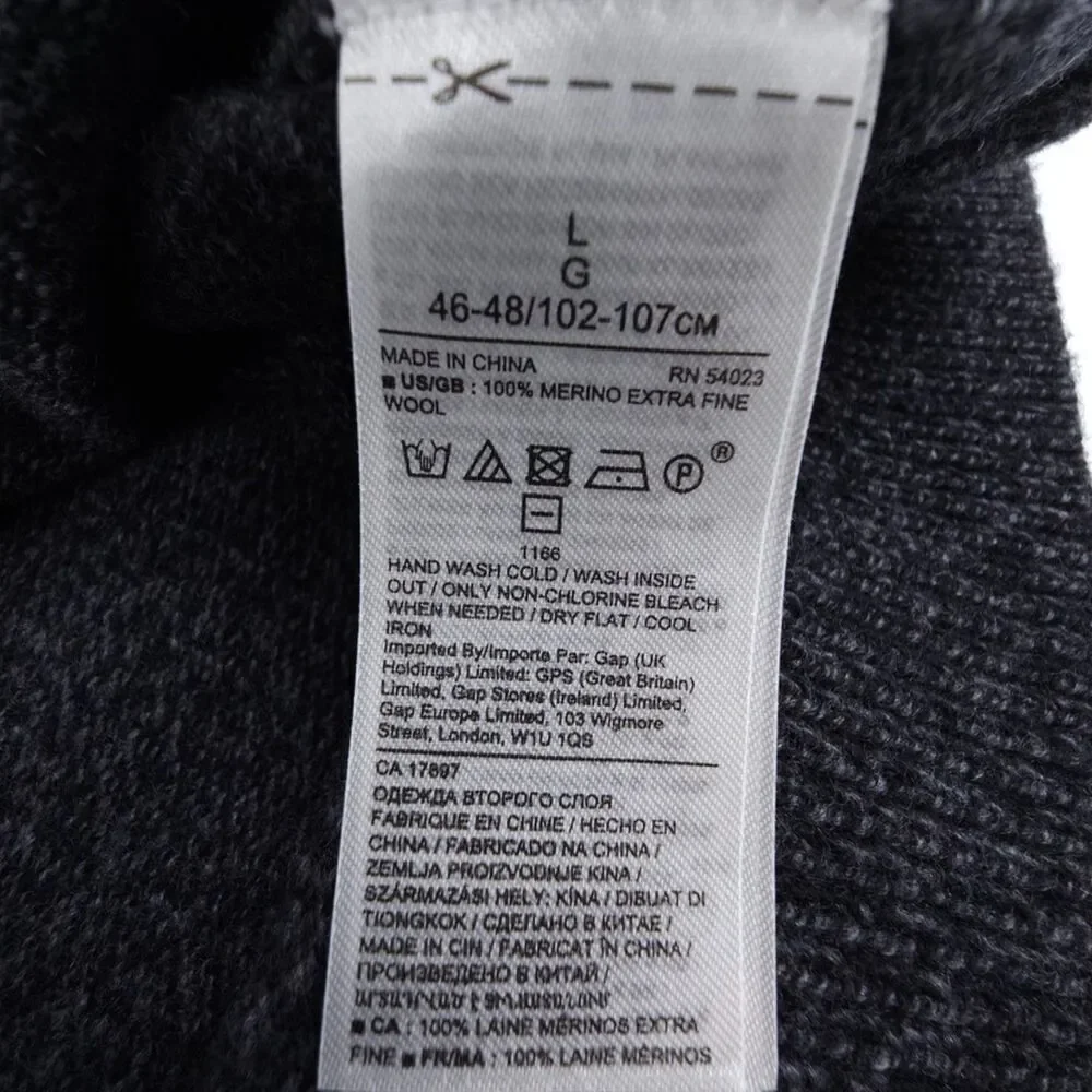 BANANA REPUBLIC 100% Merino Wool Shawl Collar Sweater Old Money Gray Large